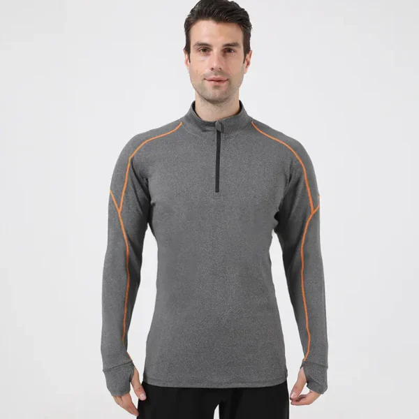 Half turtleneck contrast color sports jacket for men quick-drying breathable high elastic casual running training jacket spring fitness clothes for men - Image 2