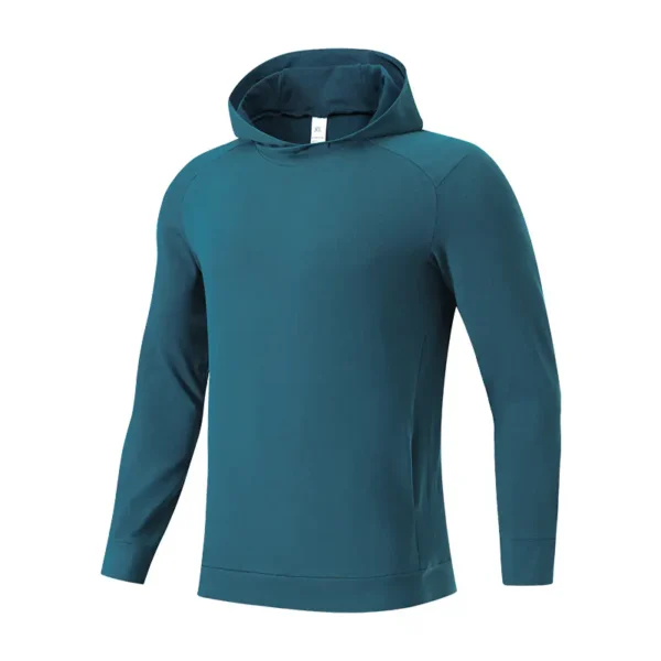 New autumn and winter outdoor sports hooded plus fleece sweatshirt men's pullover long sleeve fitness warm breathable training jacket - Image 3