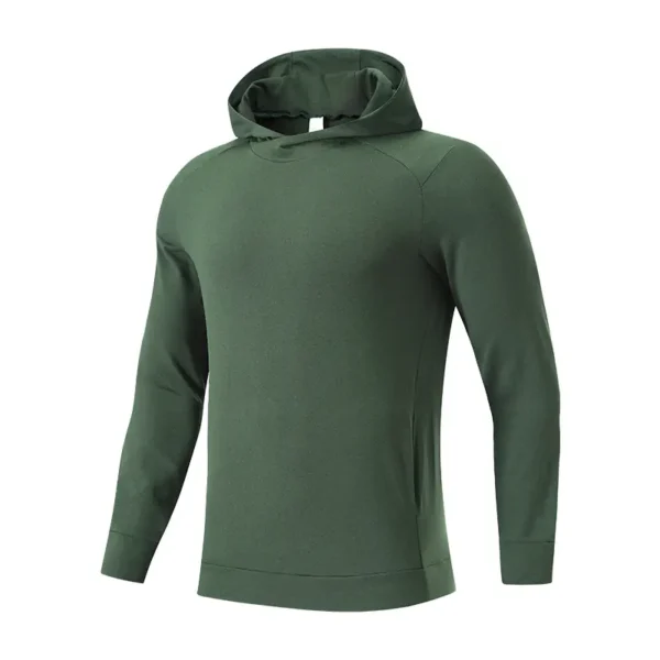 New autumn and winter outdoor sports hooded plus fleece sweatshirt men's pullover long sleeve fitness warm breathable training jacket - Image 2
