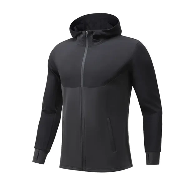 Autumn and winter plus fleece hooded sports jacket men's outdoor fitness running training sweater windproof warm cycling mountaineering clothing - Image 4